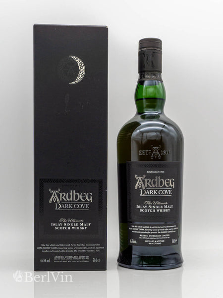Whisky Ardbeg Dark Cove Islay Single Malt mit Verpackung Frontansicht