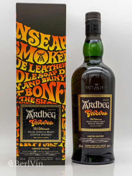 Whisky Ardbeg Grooves The Ultimate Islay Single Malt Limited Edition mit Verpackung Frontansicht