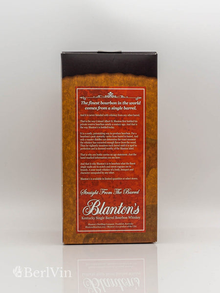 Whisky Verpackung Blanton's Straight From The Barrel Rückseite
