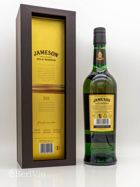 Whisky Jameson Gold Reserve Blended Whisky mit Verpackung Rückseite