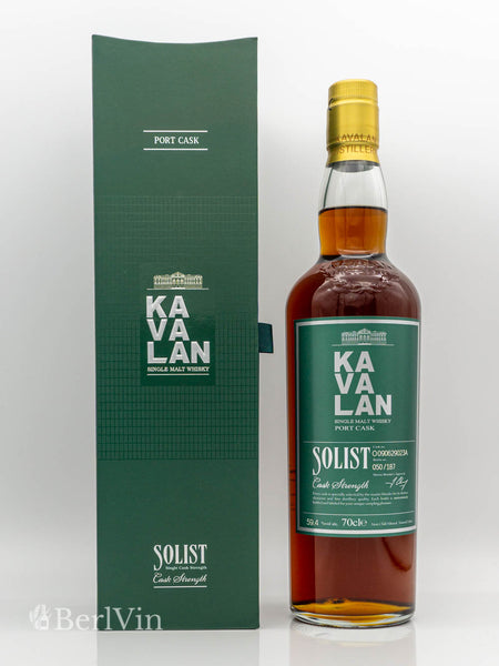 Whisky Kavalan Solist Cask Strenght Port Cask Single Malt Whisky mit Verpackung Frontansicht