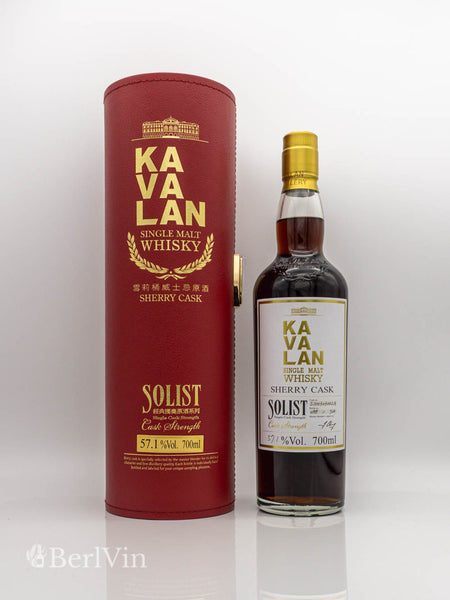 Whisky Kavalan Solist Sherry Cask Strenght Single Malt Whisky mit Verpackung Frontansicht