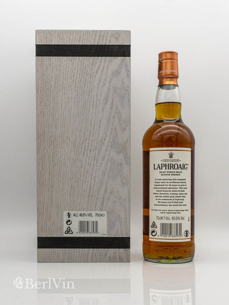 Whisky Laphroaig 32 Jahre Islay Single Malt Scotch Whisky mit Verpackung Rückseite
