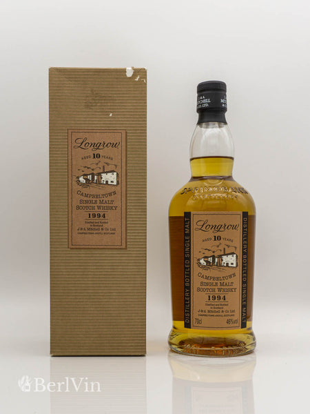 Whisky Longrow 10 Jahre 1994 Single Malt Scotch Whisky mit Verpackung Frontansicht