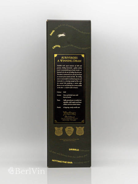 Whisky Verpackung Ardbeg Auriverdes Islay Single Malt mit Verpackung Rückseite