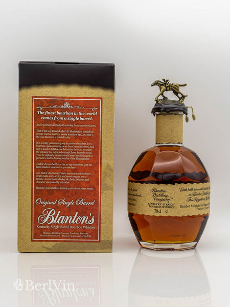 Whisky Blanton's Original Single Barrel Bourbon Whisky mit Verpackung Rückseite