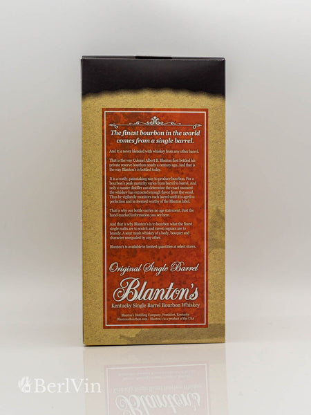 Whisky Verpackung Blanton's Original Single Barrel Bourbon Whisky Rückseite