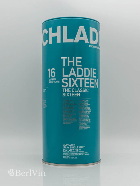 Whisky Verpackung Bruichladdich 16 Jahre Unpeated Islay Single Malt Scotch Whisky Frontansicht