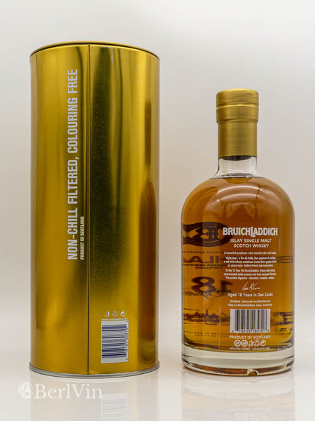 Whisky Bruichladdich 18 Jahre Islay Single Malt Scotch Whisky mit Verpackung Rückseite