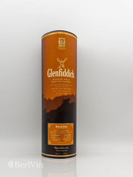 Whisky Verpackung Glenfiddich Rich Oak 14 Jahre Single Malt Scotch Whisky Frontansicht