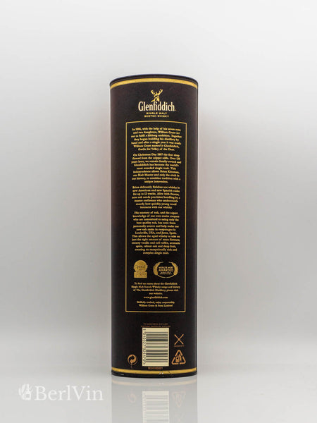 Whisky Verpackung Glenfiddich Rich Oak 14 Jahre Single Malt Scotch Whisky Rückseite