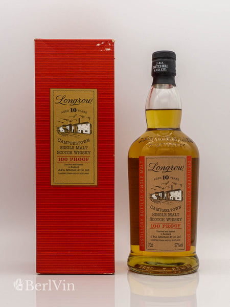 Whisky Longrow 10 Jahre 100 Proof Single Malt Scotch Whisky mit Verpackung  Frontansicht