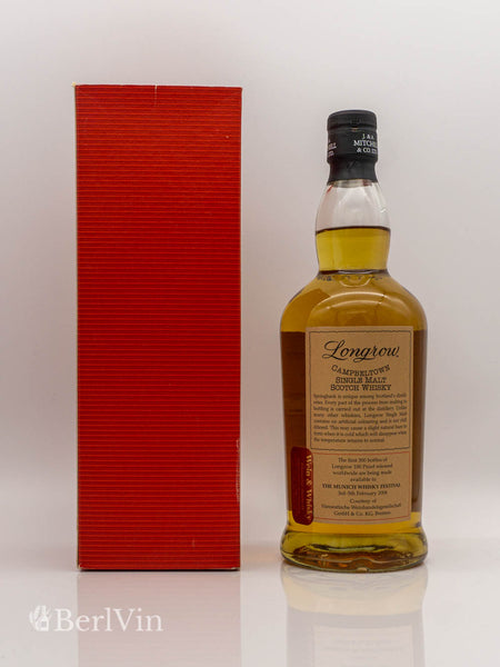 Whisky Longrow 10 Jahre 100 Proof Single Malt Scotch Whisky mit Verpackung Rückseite