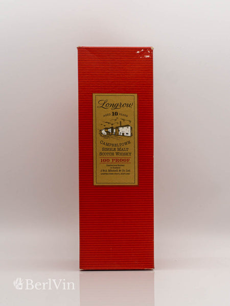 Whisky Verpackung Longrow 10 Jahre 100 Proof Single Malt Scotch Whisky  Frontansicht