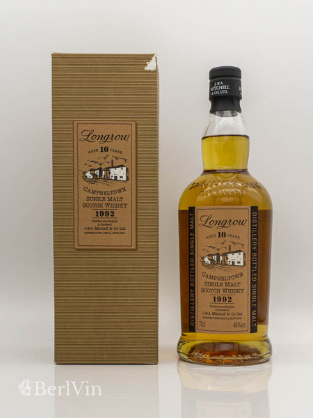 Whisky Longrow 10 Jahre 1992 Single Malt Scotch Whisky mit Verpackung Frontansicht