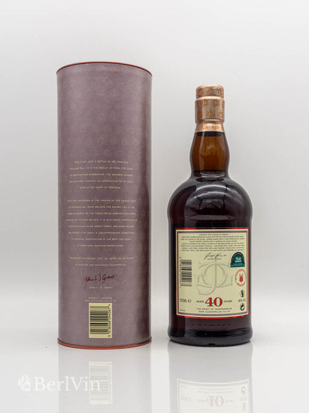 Whisky Glenfarclas 40 Jahre Single Malt Scotch Whisky mit Verpackung Rückseite