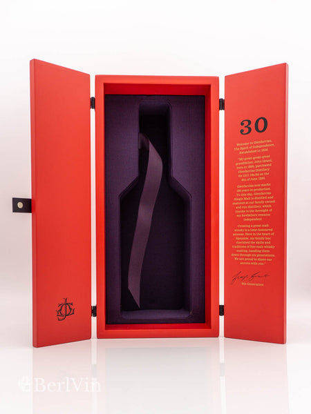 Whisky Verpackung geöffnet Glenfarclas 30 Jahre Single Malt Scotch Whisky Frontansicht